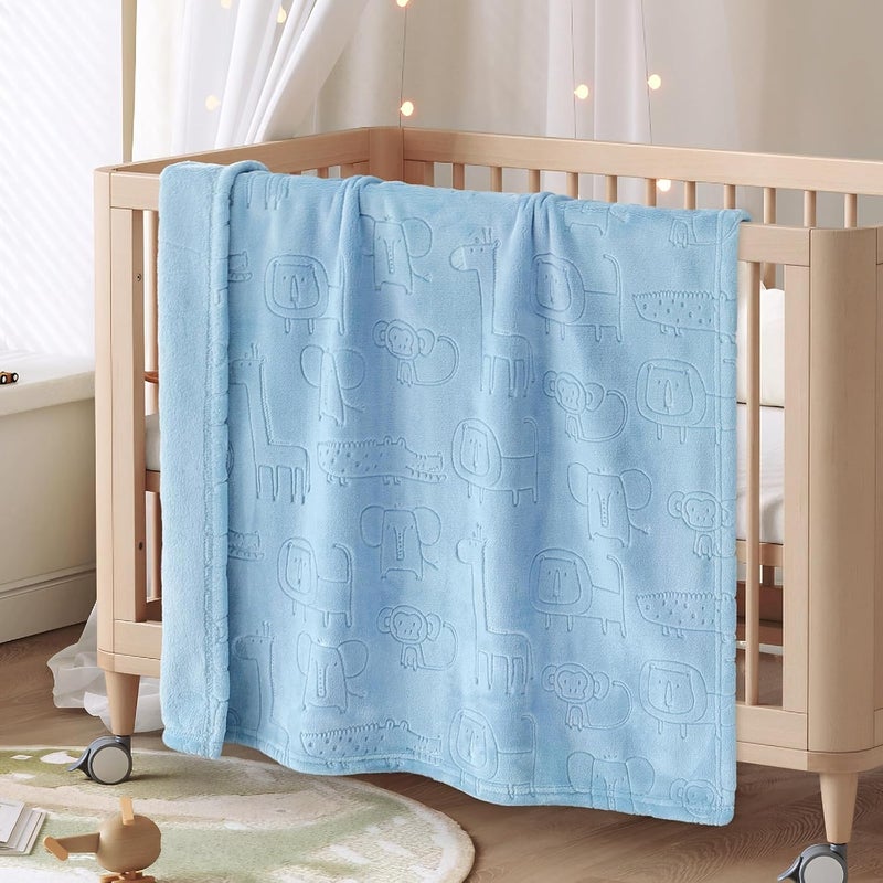 BORITAR Baby Blanket for Boys Girls Ultra Soft Fleece Warm and Lightweight Animal Blankets for Infant Toddler Newborn, 30x40 Inch, Blue - Image 5